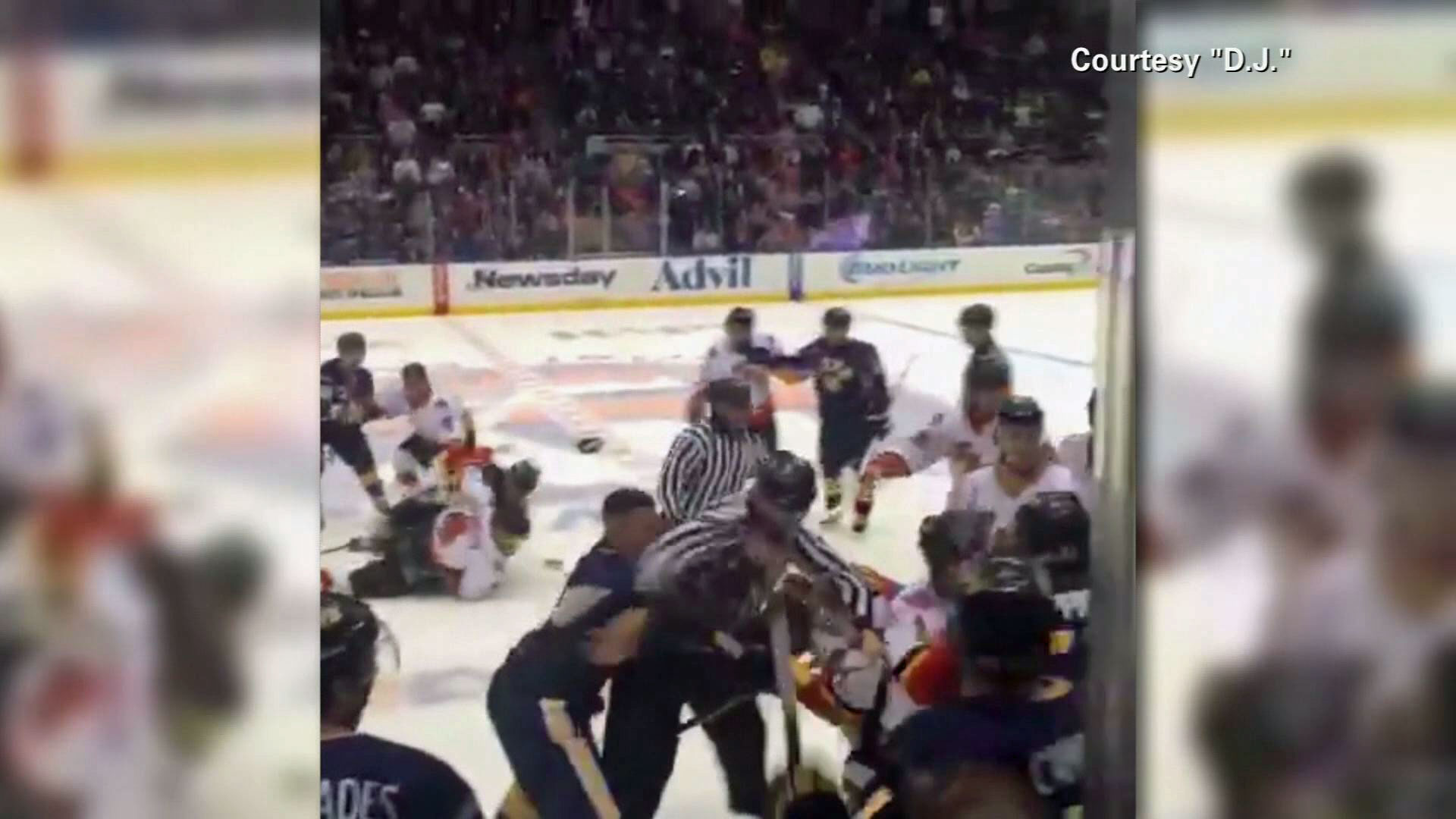 Brawl erupts at NYPD, FDNY charity hockey game