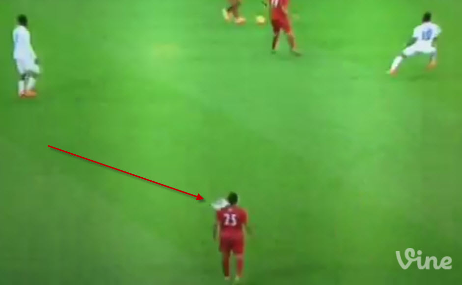 Fan hits soccer player with paper airplane