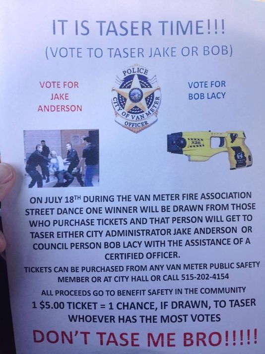 Iowa town raffles chance to Taser city official