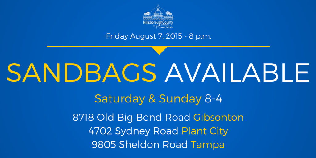 Sandbags available in Hillsborough and Pasco