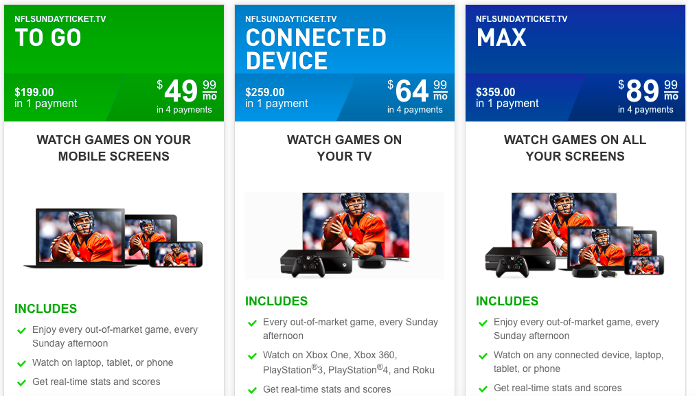 NFL Sunday Ticket available without DirecTV subscription