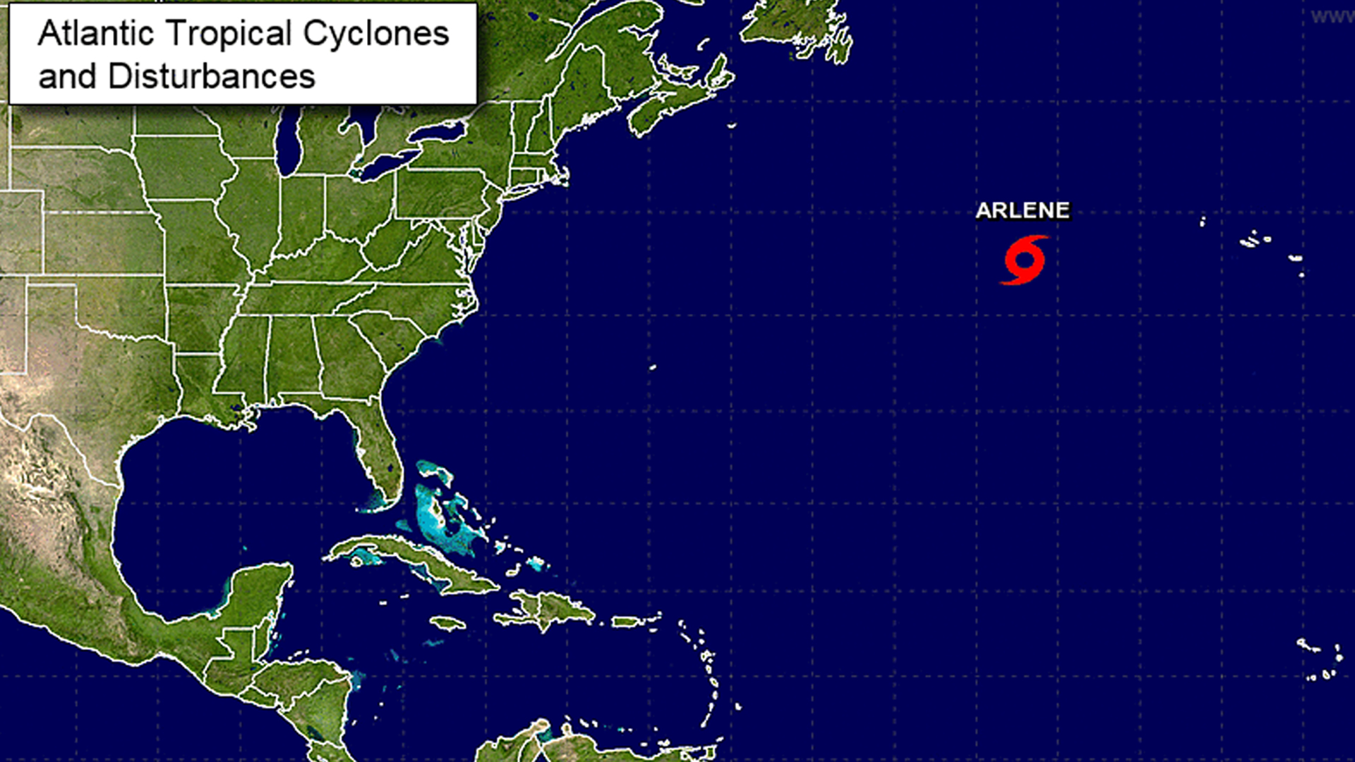 Tropical Storm Arlene forms in Atlantic; no threat to land