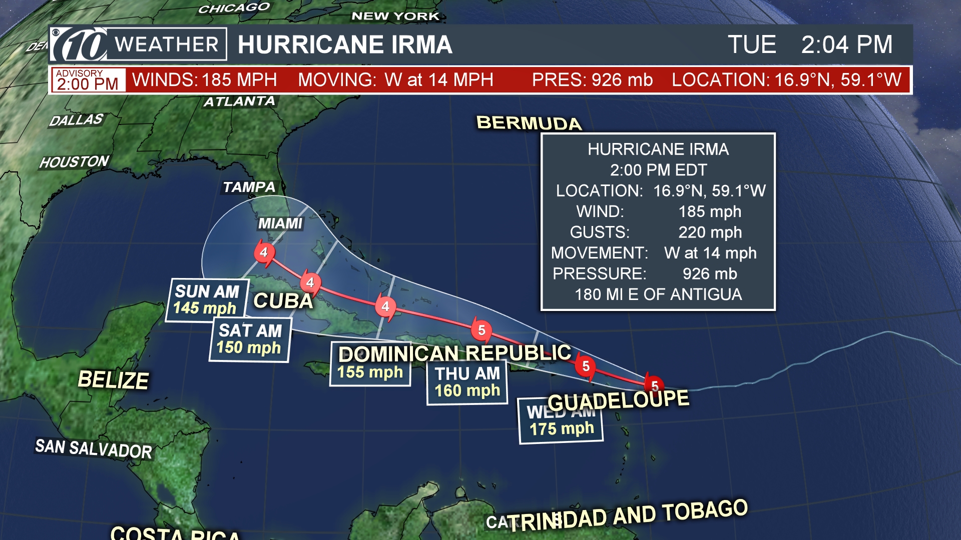 National Hurricane Center: Irma an extremely dangerous, 180-mph ...