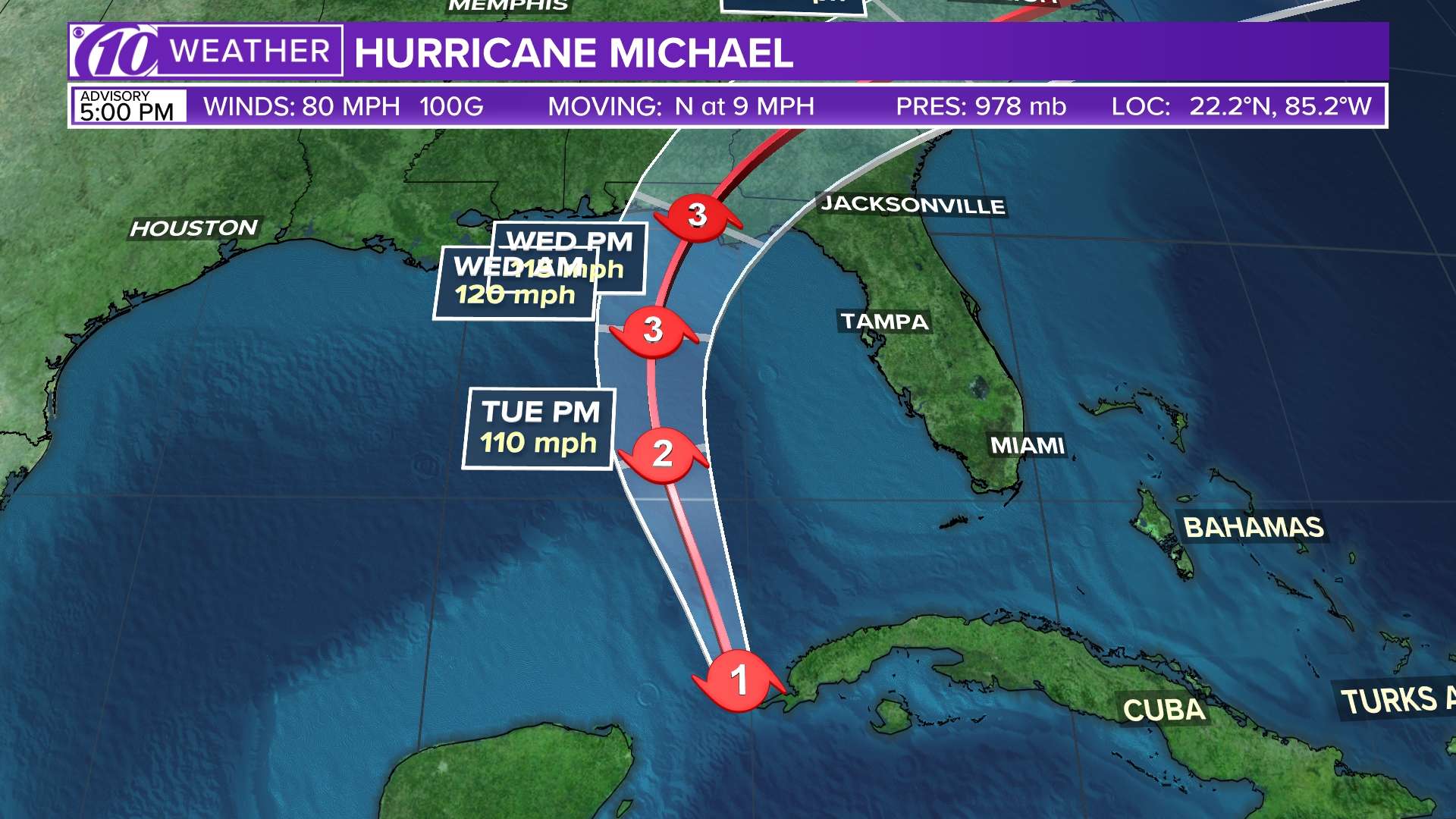 Track Hurricane Michael: Spaghetti models, forecast cone and satellite ...